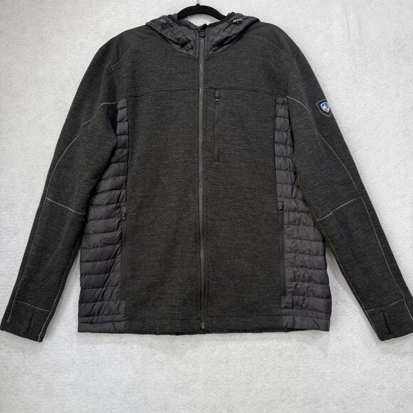 Kuhl Jacket Mens XL Gray Hooded Full Zip Hybrid Insulated Outdoor Style 3114 - Picture 1 of 14